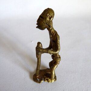 VINTAGE 1700-1900 AD WEST AFRICAN ASHANTI AKAN GOLD WEIGHT TRIBAL MAN FIGURE